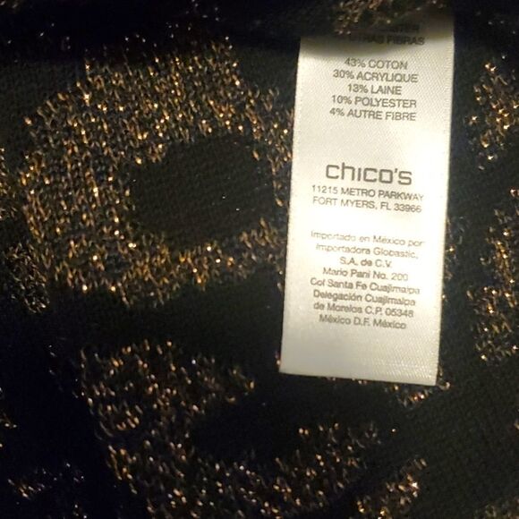 Chico's black gold leopard print sweater - Picture 8 of 11